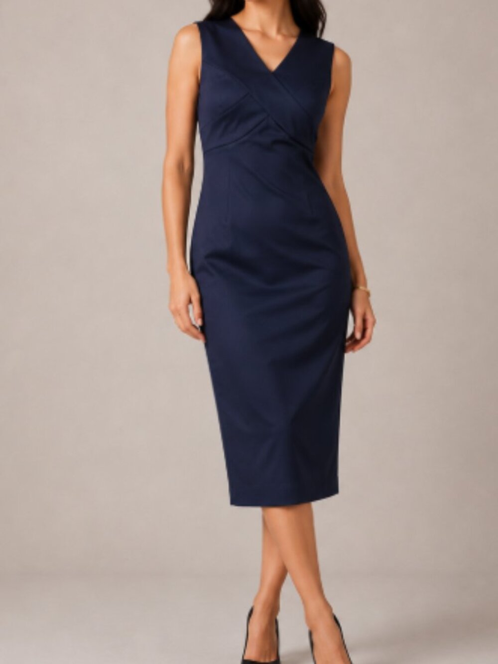 NWT Ted Baker Salyan Sleeveless V-Neck Midi Sheath Dress – Navy – Size 0